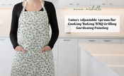 Scroll 100% Cotton Apron – Adjustable Neck, Long Waist Ties & 2 Front Pockets | Lovable Blue