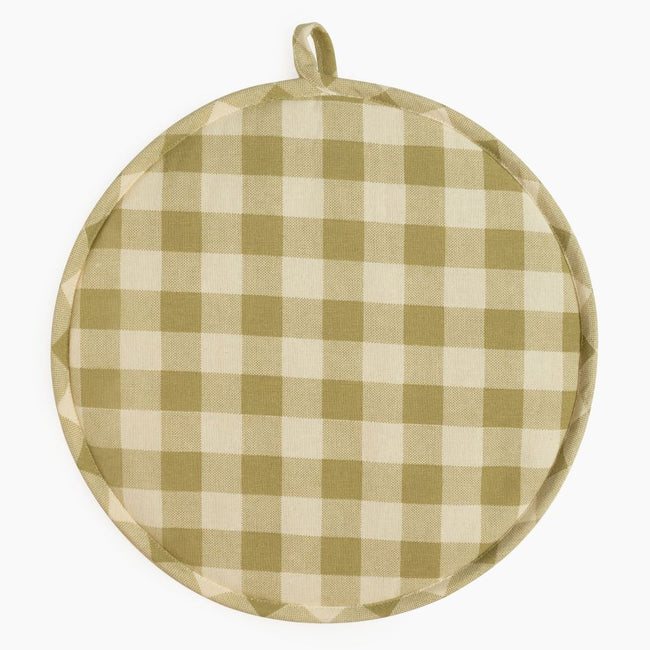 Checked 100% Cotton Hob Cover with Terry Towelling Base | Lively Green