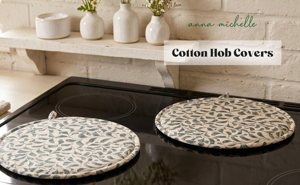Scroll 100% Cotton Hob Cover with Terry Towelling Base | Lovable Blue