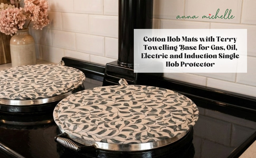 Scroll 100% Cotton Hob Cover with Terry Towelling Base | Lovable Blue