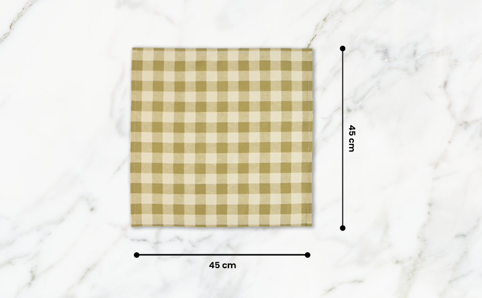 Checked 100% Cotton Set of 4 Reusable Cloth Napkins | Lively Green