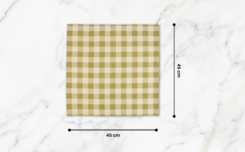 Checked 100% Cotton Set of 4 Reusable Cloth Napkins | Lively Green