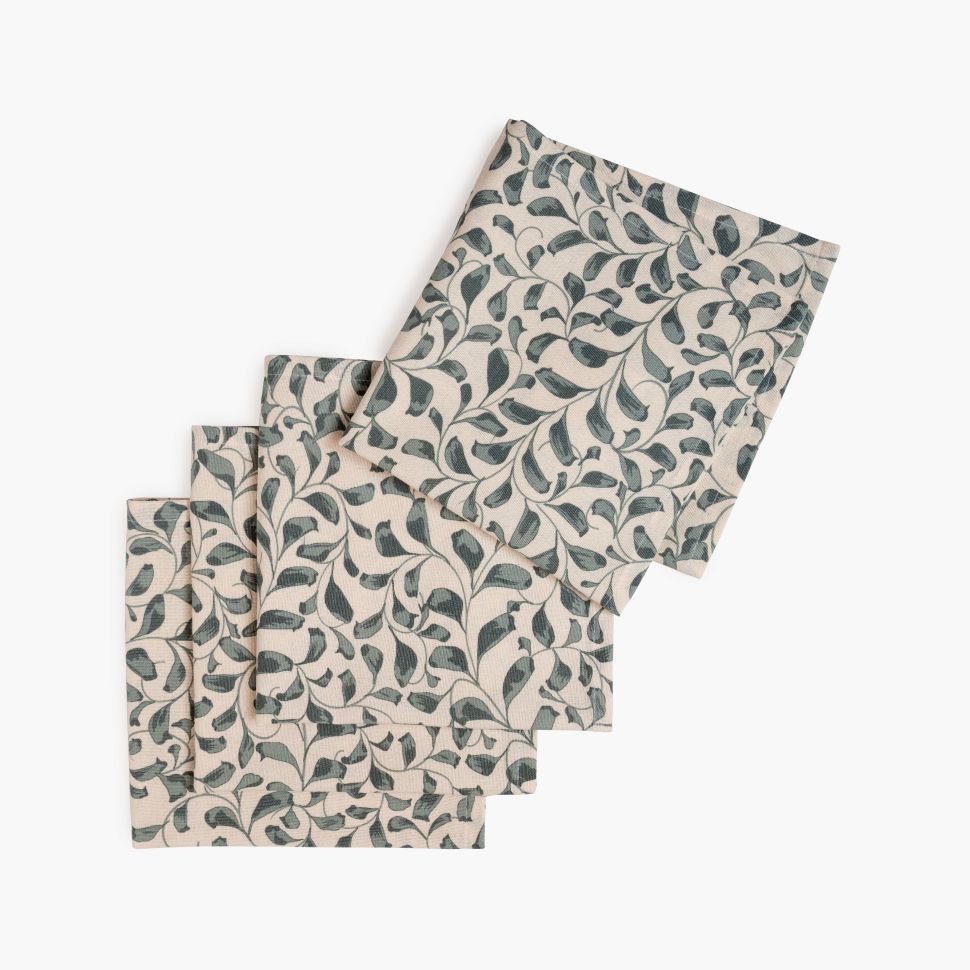 Scroll 100% Cotton Set of 4 Reusable Cloth Napkins | Lovable Blue