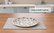 Scroll 100% Cotton Set of 4 Reusable Cloth Napkins | Lovable Blue