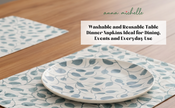 Scroll 100% Cotton Set of 4 Reusable Cloth Napkins | Lovable Blue