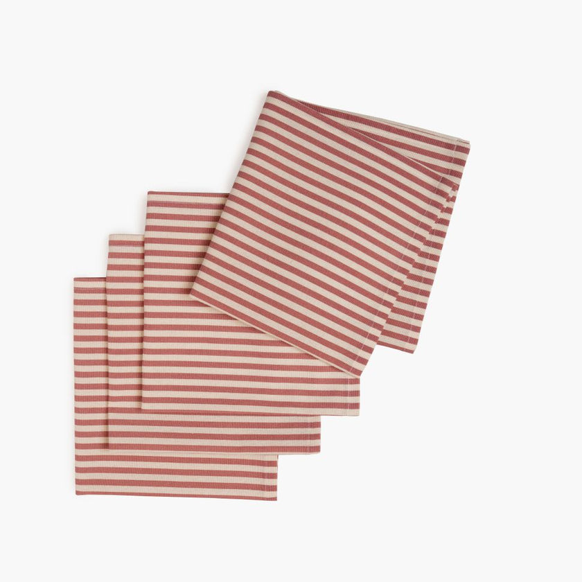 Striped 100% Cotton Set of 4 Reusable Cloth Napkins | Beautiful Rose