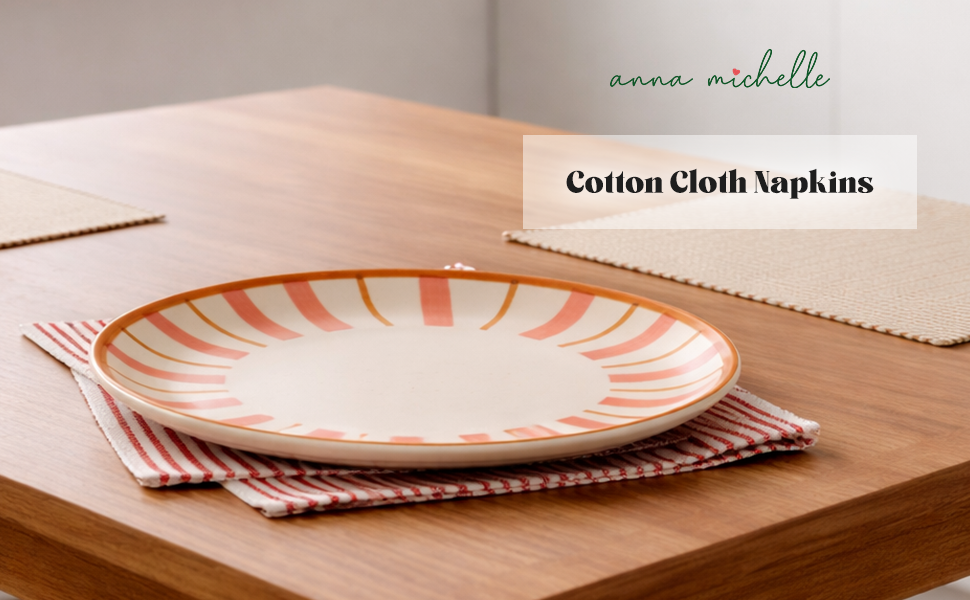 Striped 100% Cotton Set of 4 Reusable Cloth Napkins | Beautiful Rose