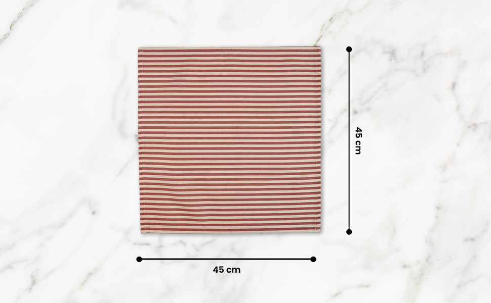 Striped 100% Cotton Set of 4 Reusable Cloth Napkins | Beautiful Rose
