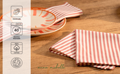 Striped 100% Cotton Set of 4 Reusable Cloth Napkins | Beautiful Rose