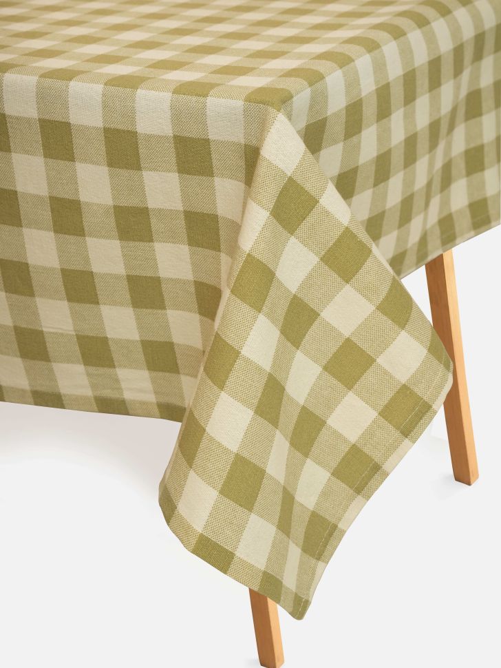 Checked 100% Cotton Everyday Reusable Tablecloth | Lively Green