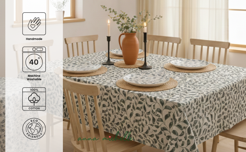 Scroll 100% Cotton Everyday Reusable Tablecloth | Lovable Blue