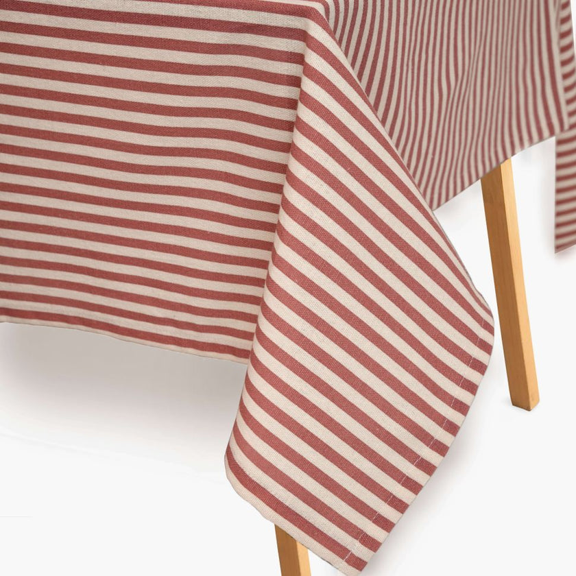 Striped 100% Cotton Everyday Reusable Tablecloth | Beautiful Rose