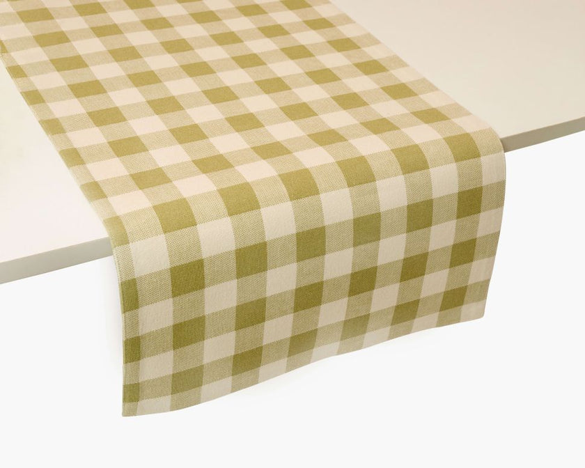Checked 100% Cotton Everyday Reusable Table Runner | Lively Green