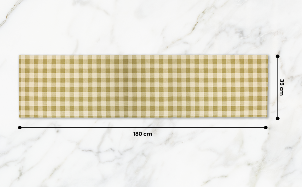 Checked 100% Cotton Everyday Reusable Table Runner | Lively Green