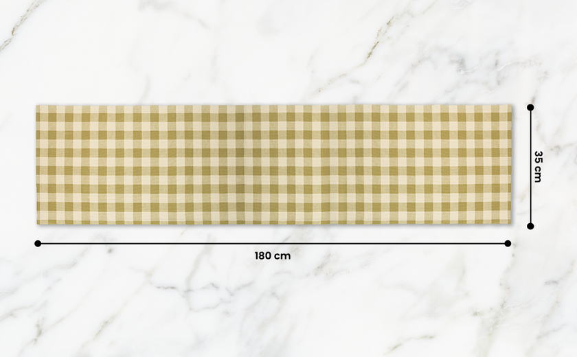 Checked 100% Cotton Everyday Reusable Table Runner | Lively Green