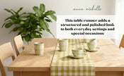Checked 100% Cotton Everyday Reusable Table Runner | Lively Green