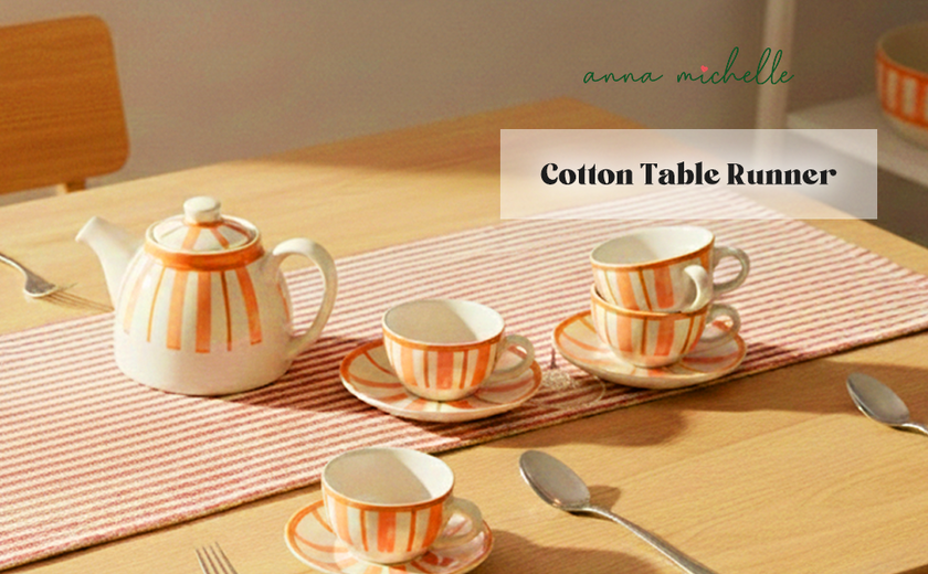 Striped 100% Cotton Everyday Reusable Table Runner | Beautiful Rose