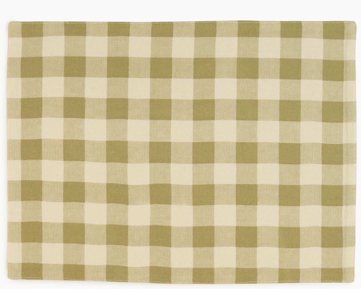 Checked 100% Cotton Set of 2 Reusable Placemats | Lively Green