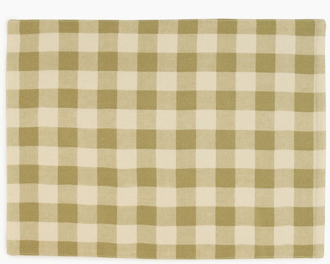 Checked 100% Cotton Set of 2 Reusable Placemats | Lively Green