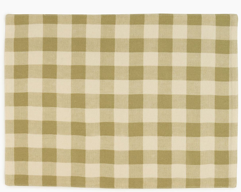 Checked 100% Cotton Set of 2 Reusable Placemats | Lively Green
