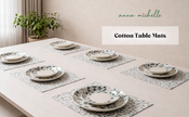 Scroll 100% Cotton Set of 2 Reusable Placemats | Lovable Blue