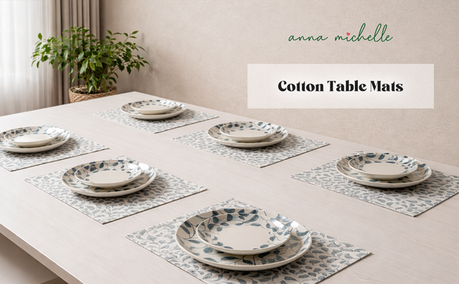 Scroll 100% Cotton Set of 2 Reusable Placemats | Lovable Blue