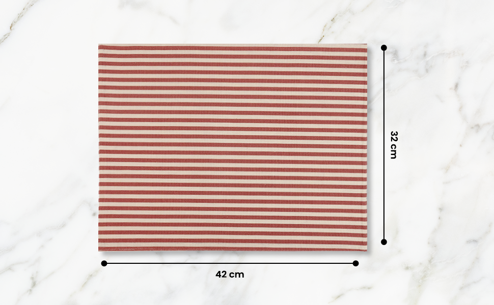 Striped 100% Cotton Set of 2 Reusable Placemats | Beautiful Rose
