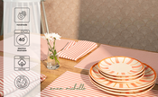 Striped 100% Cotton Set of 2 Reusable Placemats | Beautiful Rose