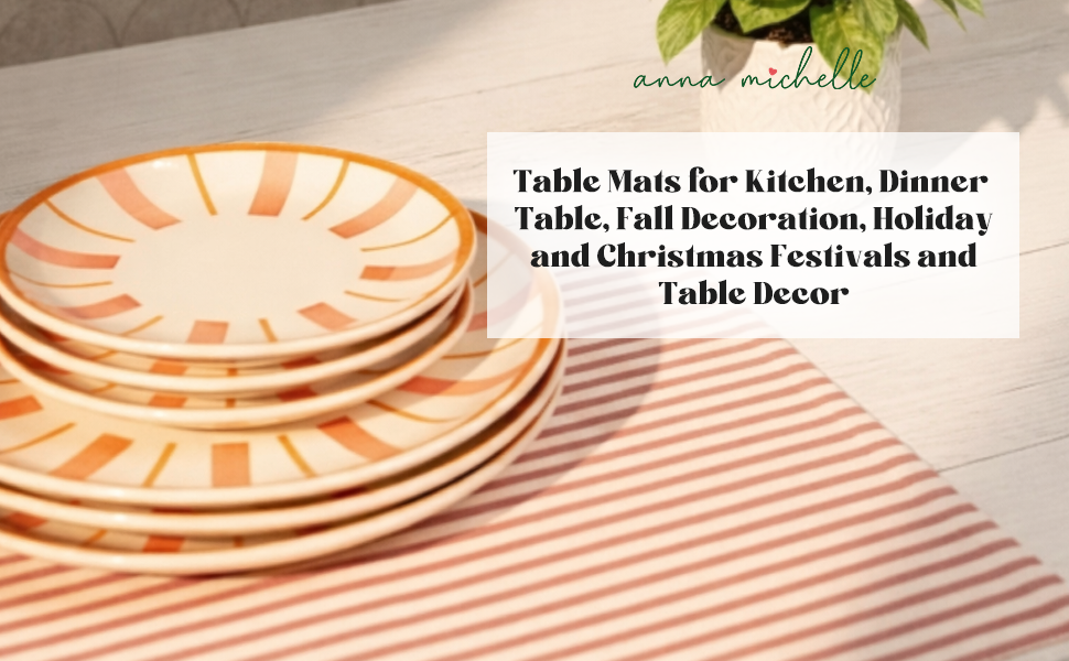 Striped 100% Cotton Set of 2 Reusable Placemats | Beautiful Rose
