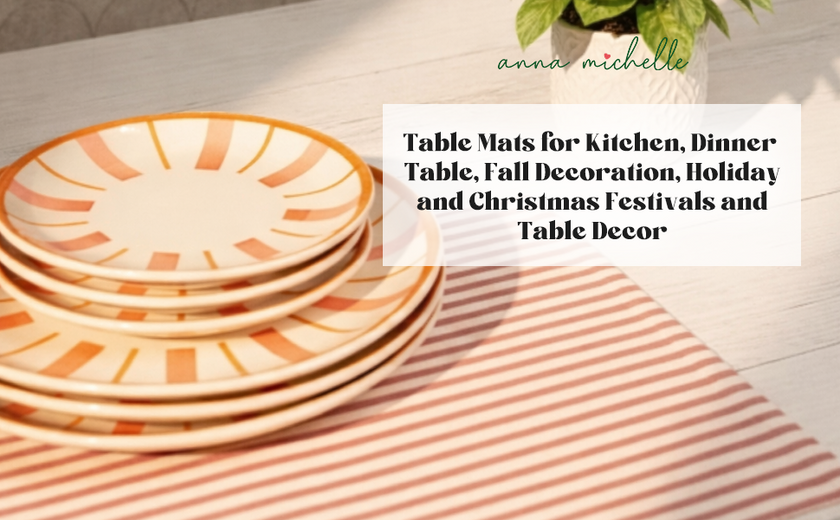 Striped 100% Cotton Set of 2 Reusable Placemats | Beautiful Rose