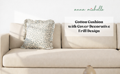 Scroll Cotton Cushion Cover with Frill | Lovable Blue (with Pad)