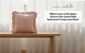 Striped Cotton Cushion Cover with Frill | Rose Pink (with Pad)
