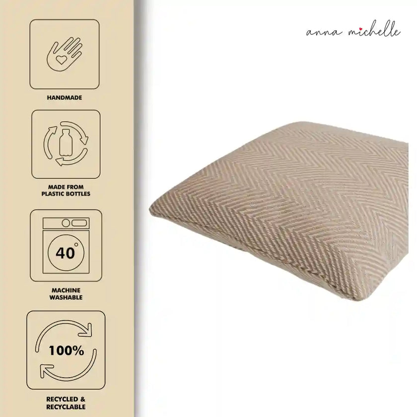 Chevron Ochre Handwoven Cushion Recycled Plastic (with Pad)