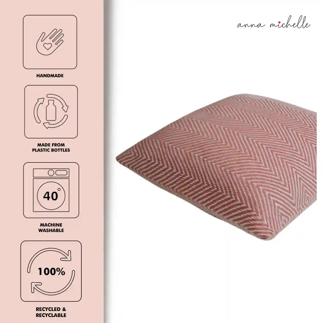 Chevron Rose Handwoven Cushion Recycled Plastic (with Pad)
