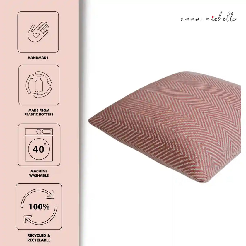 Chevron Rose Handwoven Cushion Recycled Plastic (with Pad)