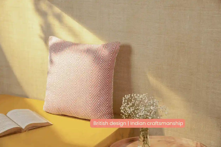Chevron Rose Handwoven Cushion Recycled Plastic (with Pad)