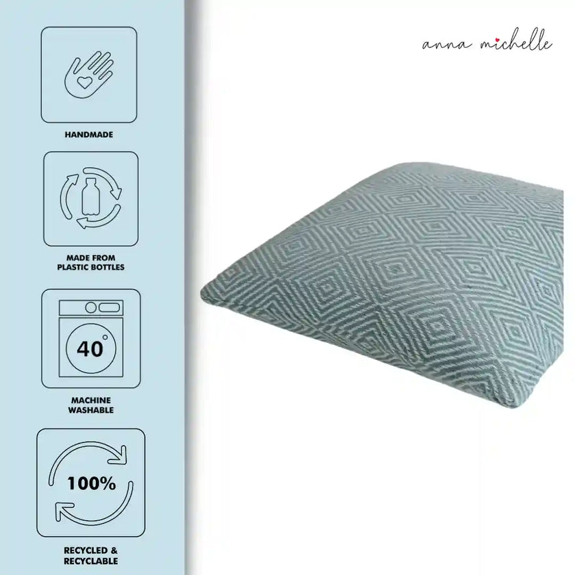 Diamond Blue Handwoven Cushion Recycled Plastic (with Pad)