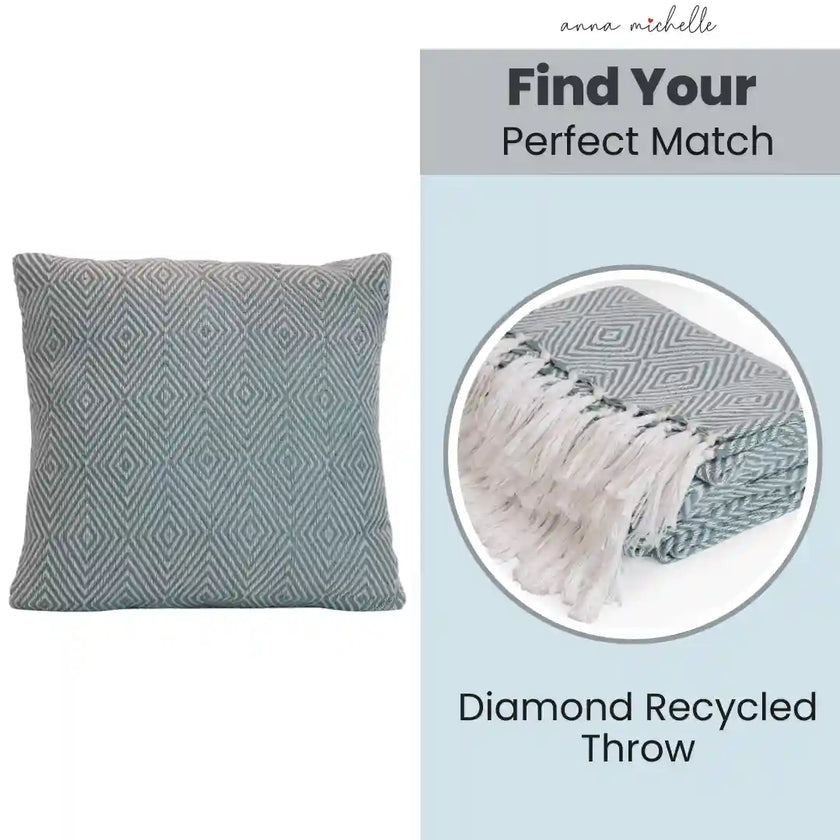 Diamond Blue Handwoven Cushion Recycled Plastic (with Pad)