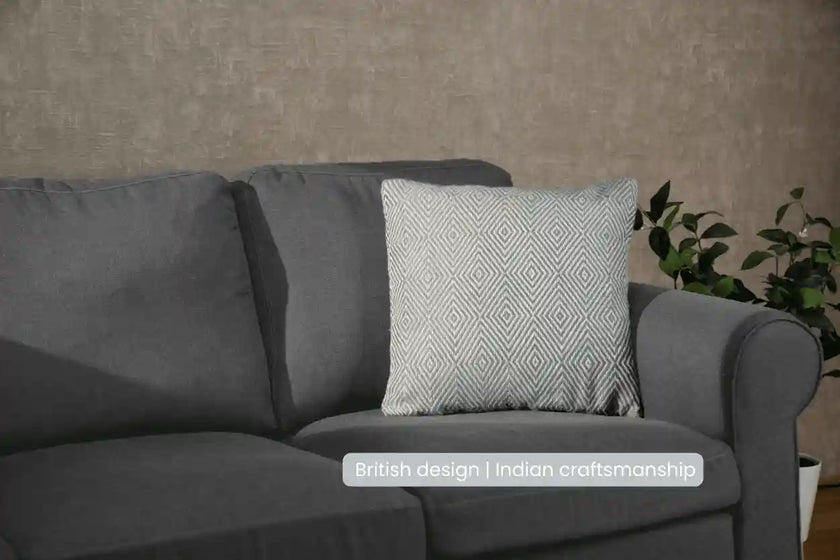 Diamond Blue Handwoven Cushion Recycled Plastic (with Pad)