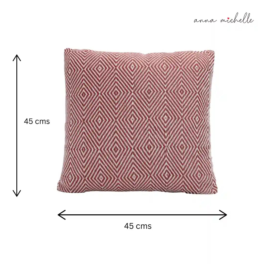 Diamond Red Handwoven Cushion Recycled Plastic (with Pad)