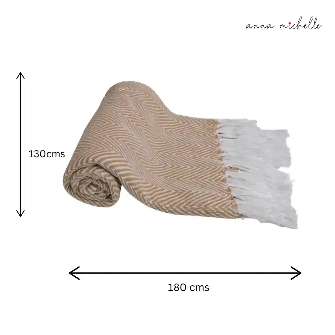 Chevron Ochre Handwoven Throw Recycled Plastic Bottles