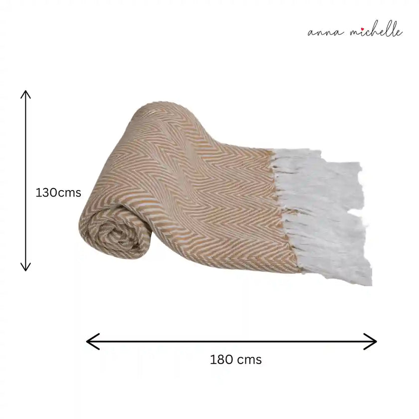 Chevron Ochre Handwoven Throw Recycled Plastic Bottles