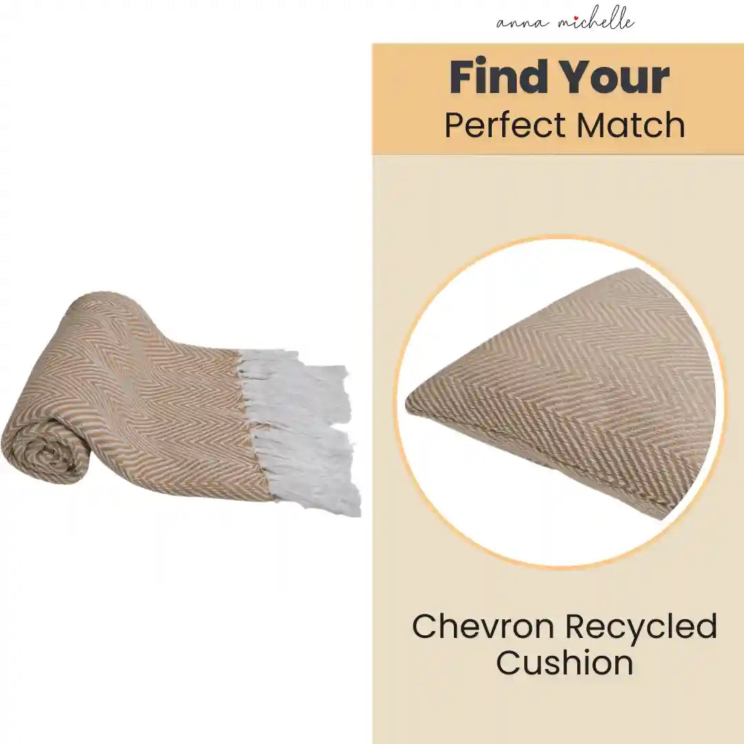 Chevron Ochre Handwoven Throw Recycled Plastic Bottles