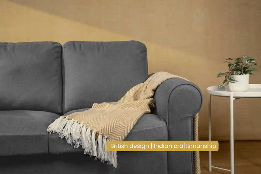 Chevron Ochre Handwoven Throw Recycled Plastic Bottles