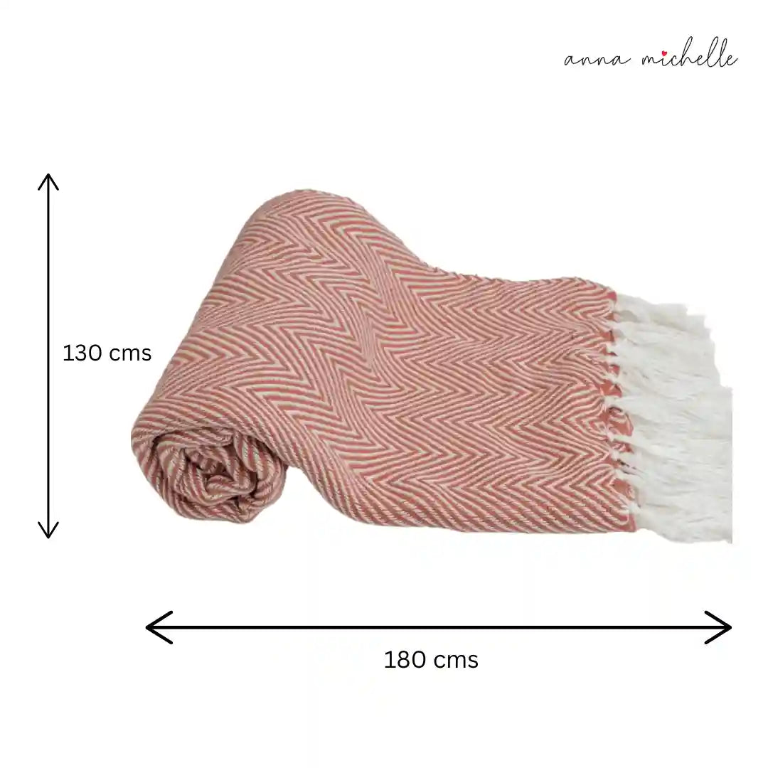 Chevron Rose Handwoven Throw Recycled Plastic Bottles
