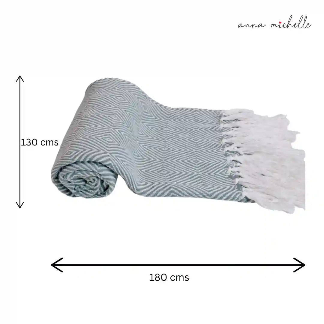 Diamond Blue Handwoven Throw Recycled Plastic Bottles
