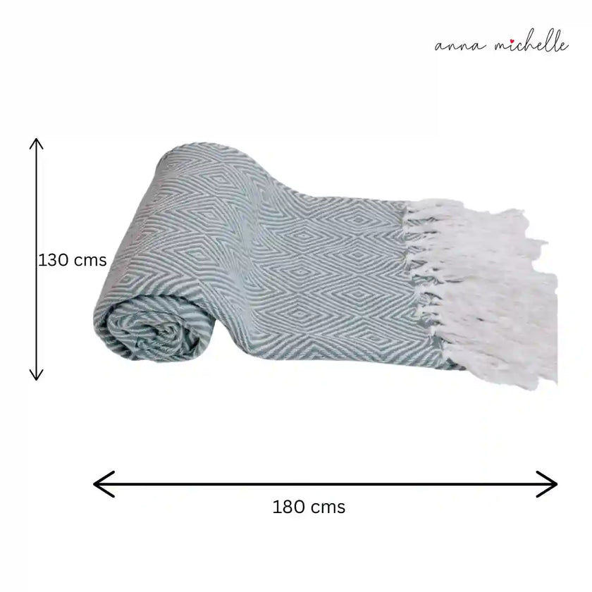 Diamond Blue Handwoven Throw Recycled Plastic Bottles