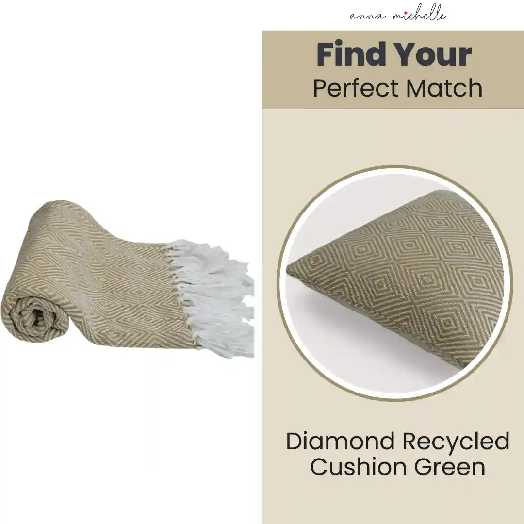 Diamond Green Handwoven Throw Recycled Plastic Bottles