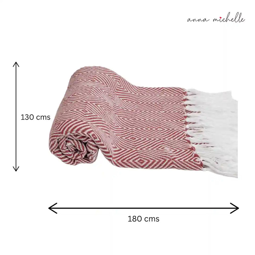 Diamond Red Handwoven Throw Recycled Plastic Bottles