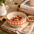 Striped Handmade & Hand-Painted Stoneware Cereal Bowls – Set of 4 | Beautiful Rose